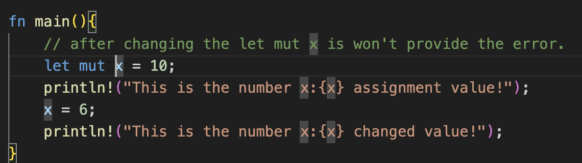 Code for mutable output